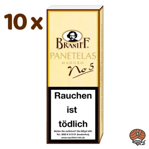 10x Braniff No 5 Panetelas Maduro Zigarillos à 10 Stück