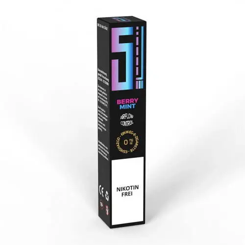 E-Zigarette: 5EL E-Zigarette 600 Züge 400mAh Berry Mint 0 mg