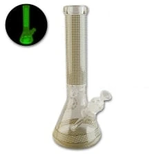 Bong Glas GHODT gold Glow in the Dark 35 cm Schliff 18,8 mm