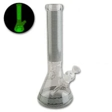Bong Glas GHODT schwarz Glow in the Dark 35 cm Schliff 18,8 mm