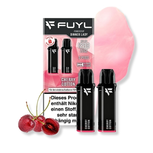 FUYL Powered by Dinner Lady Cherry Cotton Prefilled Pods 2x2ml 20mg – Bild 2